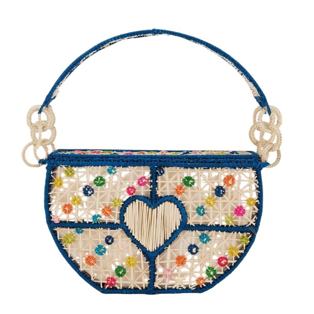 Mercedes Salazar Aurora Handbag in Blue One Size Womens Raffia Tote Bag Purse